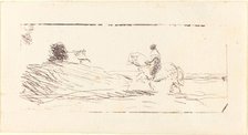 Carte-de-visite with Horseman (La Carte de visite au cavalier), 1853. Creator: Jean-Baptiste-Camille Corot.