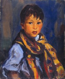 Boy with Plaid Scarf, 1916. Creator: Robert Henri.