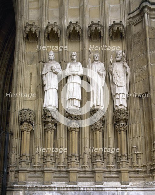 Statues of saints, Cathedral of María Inmaculada of Vitoria, Vitoria-Gasteiz, Spain, 2008.  Creator: LTL.