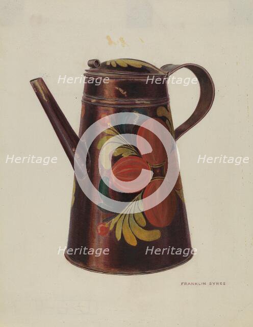 Toleware Tin Teapot, c. 1940. Creator: Franklyn Syres.