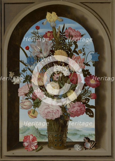 Vase of Flowers in a Window, c1593-1621. Creator: Ambrosius Bosschaert the Elder.