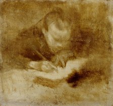 Man Writing, c1880s. Creator: Eugene Carriere.