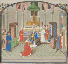 The coronation of Baldwin I on Christmas Day 1100. Miniature from the Historia by William of Tyre, 1460s. Artist: Anonymous  