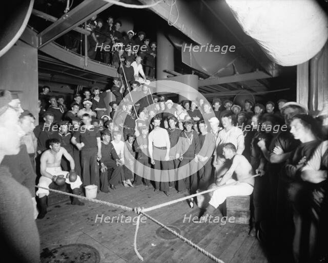U.S.S. Oregon, waiting for the gong, between 1896 and 1901. Creator: Edward H Hart.