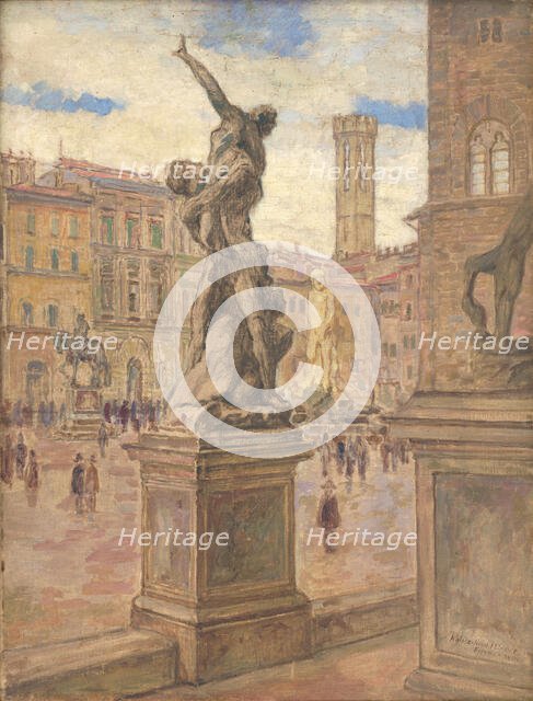 Square in Florence, Italy, 1934.  Creator: Elemír Halász-Hradil.