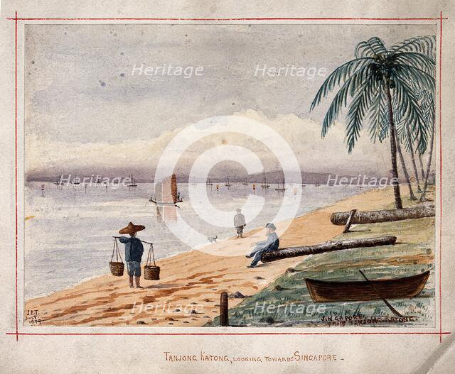 Singapore: view from the beach at Tanjong Katong, 1879. Creator: John Edmund Taylor.