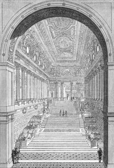 Royal Academy Prize Drawing: "Staircase of a Royal Palace", by Mr. Richard Phene Spiers, 1864. Creator: Unknown.