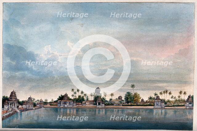 Combaconum: the holy tank at the Shiva temple in Combaconum, south west view, (between 1800 & 1899?) Creator: Unknown.