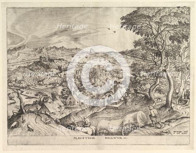 The Belgian Wagon (Plaustrum Belgicum) from The Large Landscapes, ca. 1555-56. Creator: Johannes van Doetecum I.