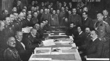 Dissolution of the Eastern Front; Signing the armistice of Brest-Litovsk.., 1917. Creator: Unknown.