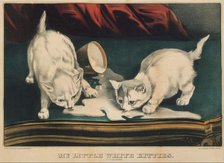 My Little White Kitties - Into Mischief, 1871., 1871. Creators: Nathaniel Currier, James Merritt Ives, Currier and Ives.