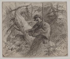 Soldier in Forest, late 19th century. Creator: Felix Octavius Carr Darley.