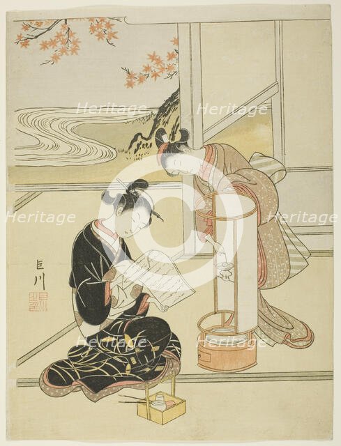 The Evening Glow of a Lamp (Andon no sekisho), from the series "Eight Views...", c. 1766. Creator: Suzuki Harunobu.