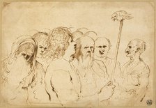 Group of Figures, with Owl on a Pole, n.d. Creator: Guercino.