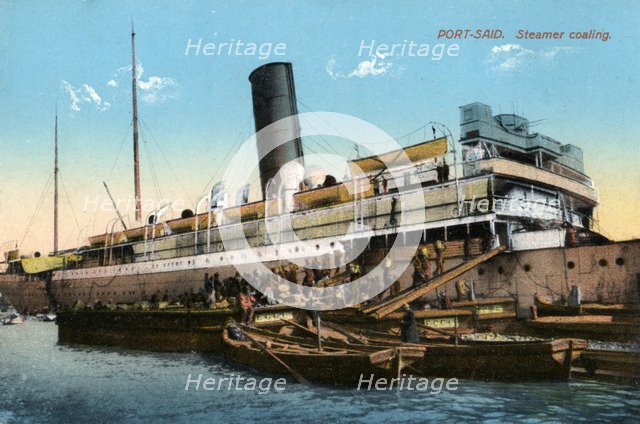 Steamer coaling, Port Said, Egypt, 20th century. Artist: Unknown