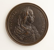 Medal of Victoria, Grand Duchess of Tuscany: Triumph of Venus with a Pearl (image 1 of 2), 1683. Creator: Massimiliano Soldani.