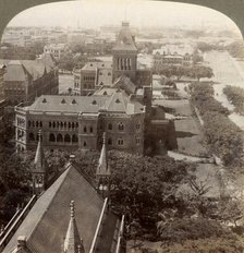'Over University and Secretariat (Sq. tower), S. from Rajabai Tower, Bombay, India', 1903. Creator: Underwood & Underwood.