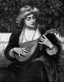 Una Toccata, from the picture by Miss C. Phillott, Royal Society of Painters in Water Colours, 1883. Creator: Unknown.