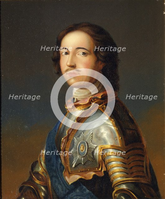 Portrait of Emperor Peter I the Great (1672-1725) in Knight Armour. Artist: Anonymous  