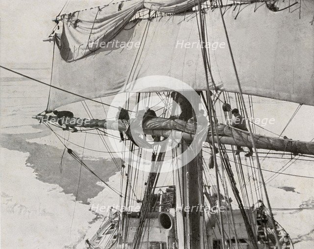 'Furling Sail in the Pack', c1910–1913, (1913). Artist: Herbert Ponting.