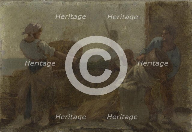 History of wheat: Riddling: Sketch for the school in rue Dombasle, 15th arrondissement of Paris. Creator: Paul Albert Baudouin.