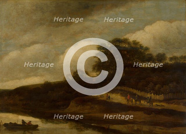 Hilly Landscape beside a Stream, c1630-1680. Creator: Guillaume du Bois.