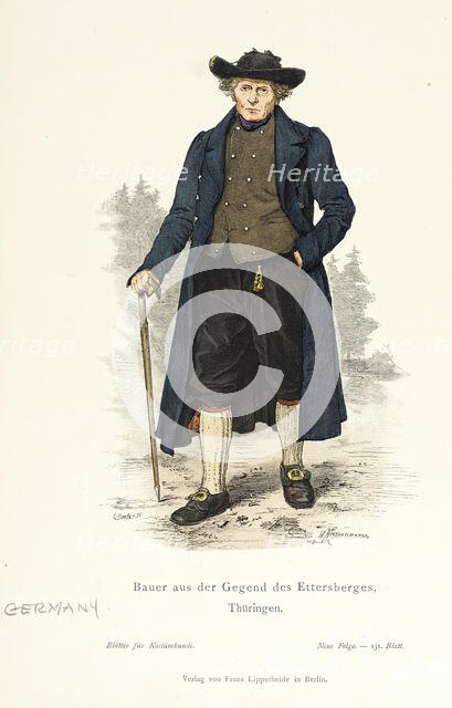 Costume Plate (Bauer aus der Gegend des Ettersberges, Thüringen), 19th century. Creators: Streller, Wilhelm Gustav Friedrich Hasemann.