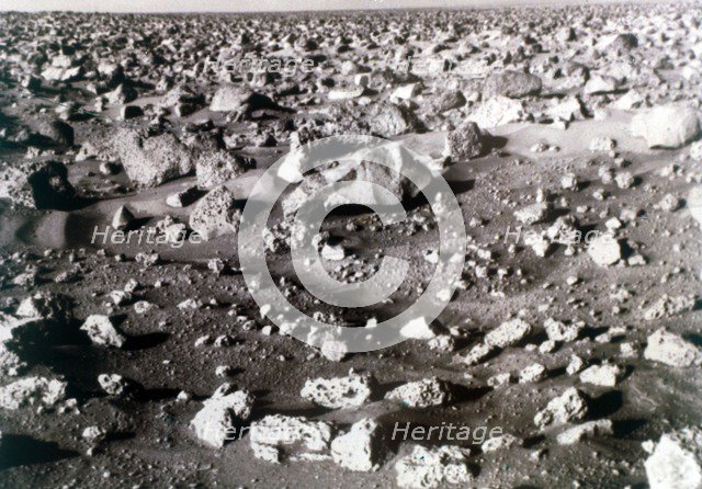 Rock-strewn Martian surface, Viking Lander mission, 1970s. Creator: NASA.
