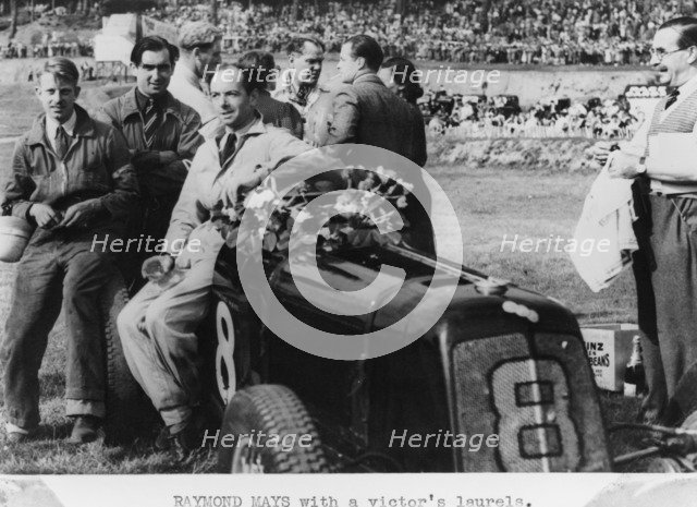 Raymond Mays with a victor's laurels, 1937. Artist: Unknown