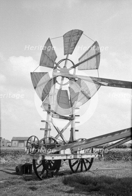 Fan staging on a post mill at Tottenhill, Norfolk, 1936. Artist: HES Simmons