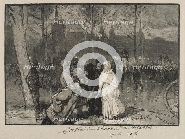 Sortie du Théâtre du Chatelet. Creator: Auguste Louis Lepère (French, 1849-1918).