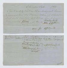 Certification of witnesses that Laurens was worth $2,000, 1863-04-06. Creator: Unknown.