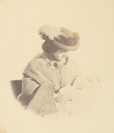 [Vignetted portrait, woman holding a baby], 1850s-60s. Creator: Alfred Capel-Cure.