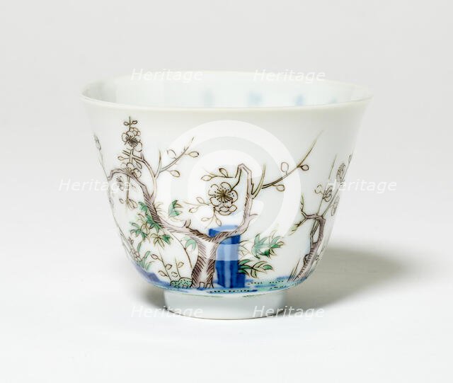 Cup with Plum Blossoms, Qing dynasty (1644-1911), Kangxi reign mark and period (1662-1722). Creator: Unknown.