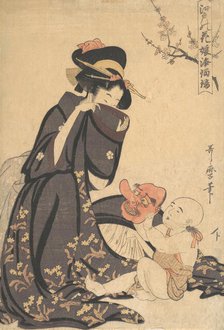 A Woman Playing with a Young Boy, ca. 1804. Creator: Kitagawa Utamaro.