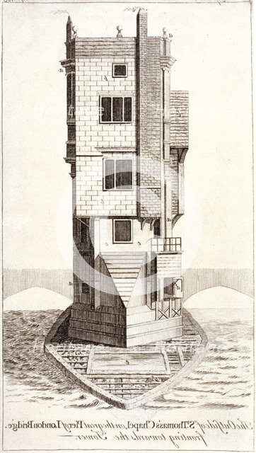 View of St Thomas Chapel, London Bridge, London, c1750. Artist: Anon