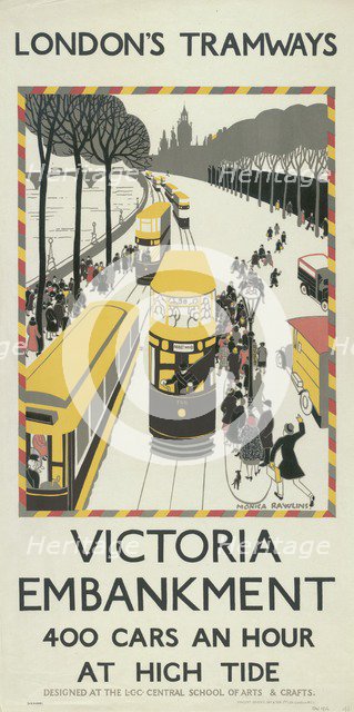 'Victoria Embankment', London County Council (LCC) Tramways poster, 1926. Artist: Monica Rawlins