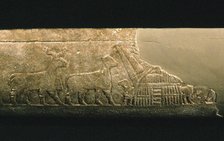 Sumerian reed house. Detail of the Uruk Trough, 3300-3000 BC. Creator: Sumerian culture.