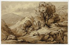 Mountainous Landscape with Two Figures in Foreground, n.d. Creator: James Robertson.