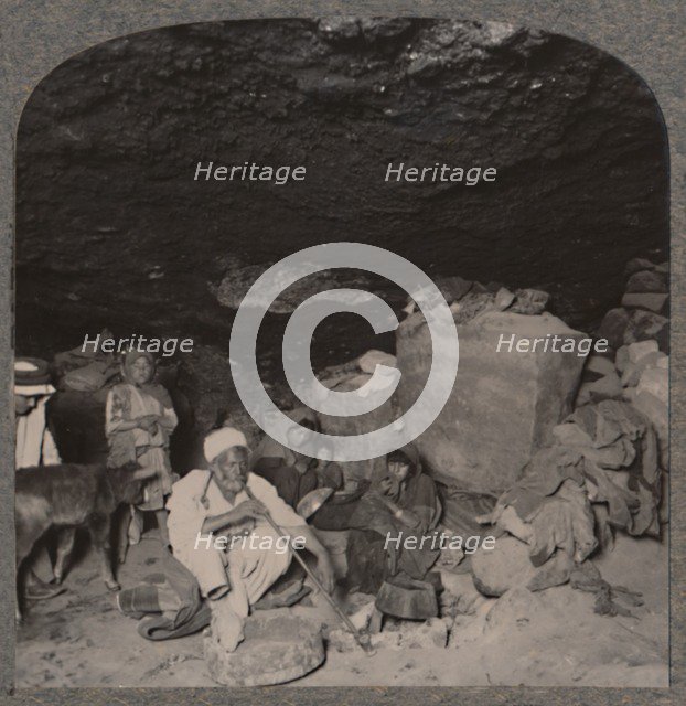 'Bedouin cave-dwellers in their caves', c1900. Artist: Unknown.