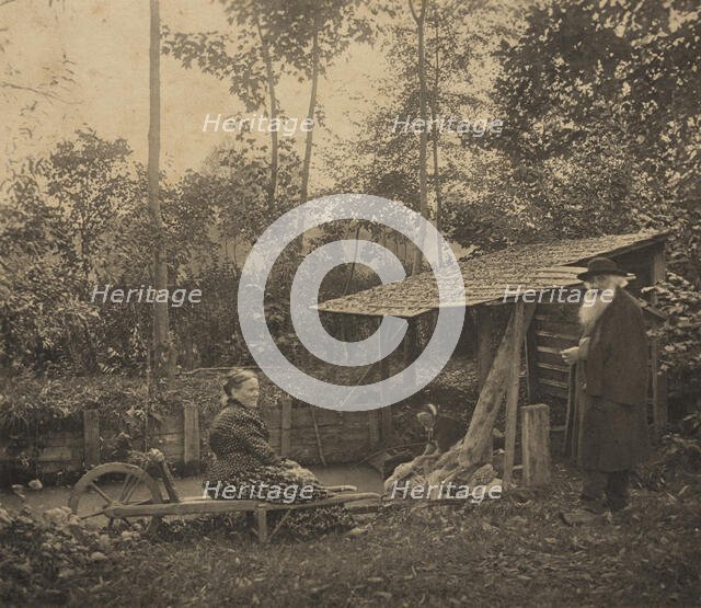 Camille Pissarro and Julie at the washhouse, Eragny, c1884-1903. Creator: Unknown.