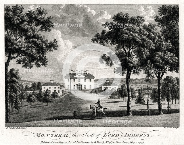 'Montreal, the Seat of Lord Amherst', 1777. Artist: William Watts