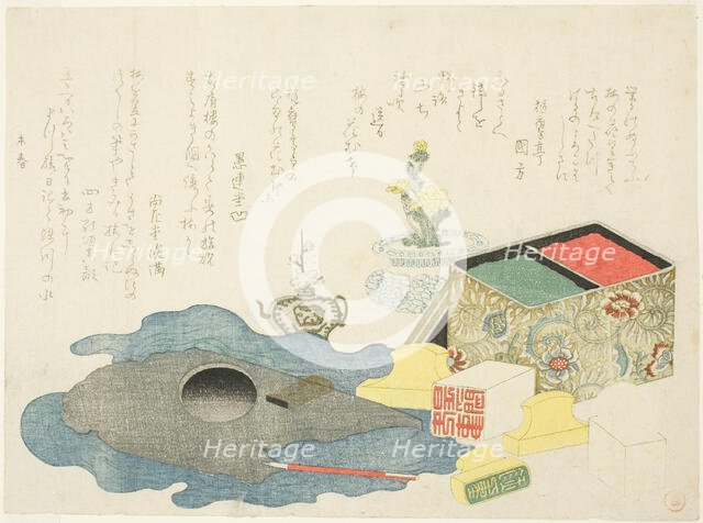 Writing Implements and Seals, Japan, 1799 or 1811. Creator: Kubo Shunman.