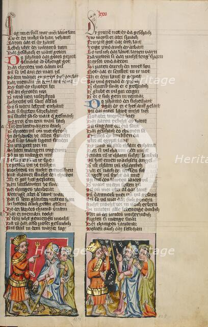 The Plague of Frogs: The Plague of Maggots; Weltchronik, about 1400-1410. Creator: Unknown.