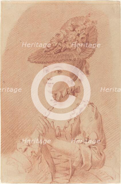 A Young Girl Wearing a Flowered Hat. Creator: Unknown.