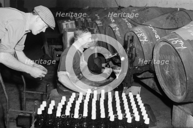 Port wine being bottled from the barrel at the Cutler Street warehouses, London, c1945-c1965.  Artist: SW Rawlings
