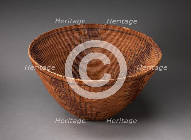 Coiled Storage Basket with Serrated-line Design, 1880/90. Creator: Unknown.