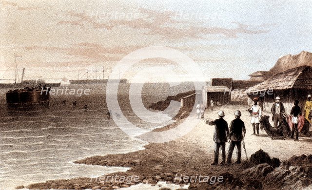 Laying of the telegraph cable across the Indian Ocean between Bombay and Aden, 1870. Artist: Unknown