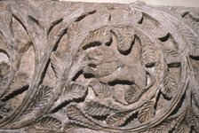 Coptic woodcarving of lion in foliage, c5th-7th century. Artist: Unknown.