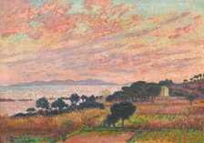The bay at sunset (Saint Clair), 1916. Creator: Rysselberghe, Théo van (1862-1926).